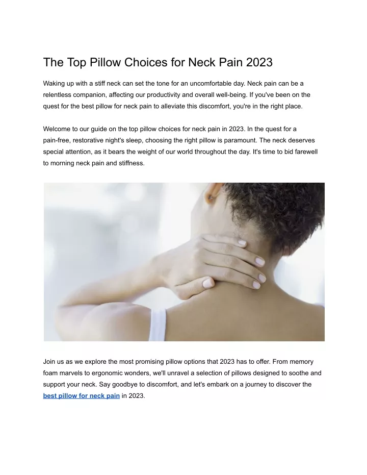 the top pillow choices for neck pain 2023