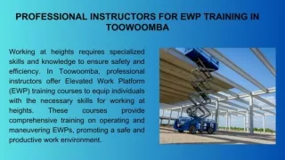 Professional Instructors for EWP Training in Toowoomba