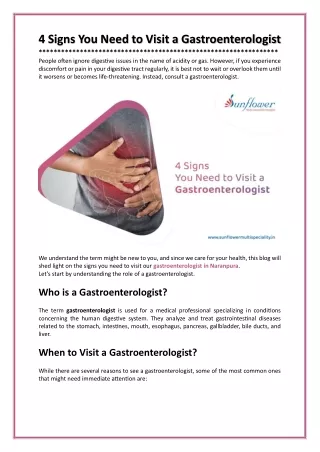 4 Signs You Need To Visit a Gastroenterologist