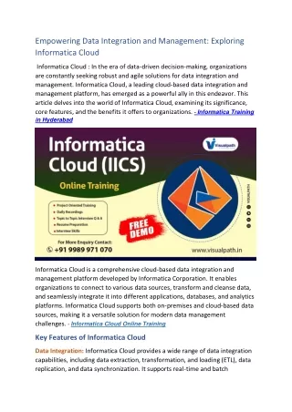 Informatica Cloud Training in Hyderabad | Informatica Training in Ameerpet