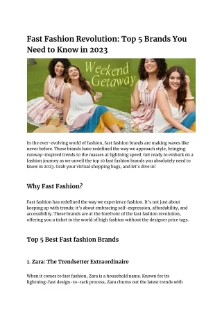 Fast Fashion Revolution: Top 5 Brands You Need to Know in 2023_