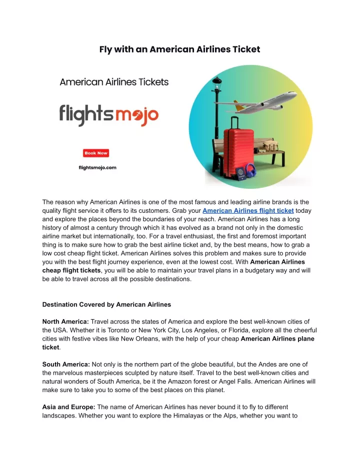 fly with an american airlines ticket