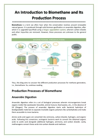 An Introduction to Biomethane and Its Production Process