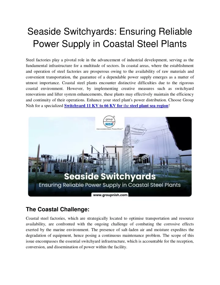 seaside switchyards ensuring reliable power