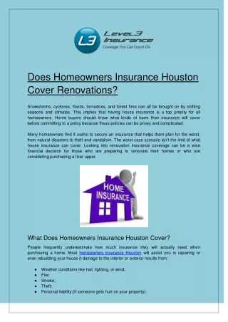Does Homeowners Insurance Houston Cover Renovations?