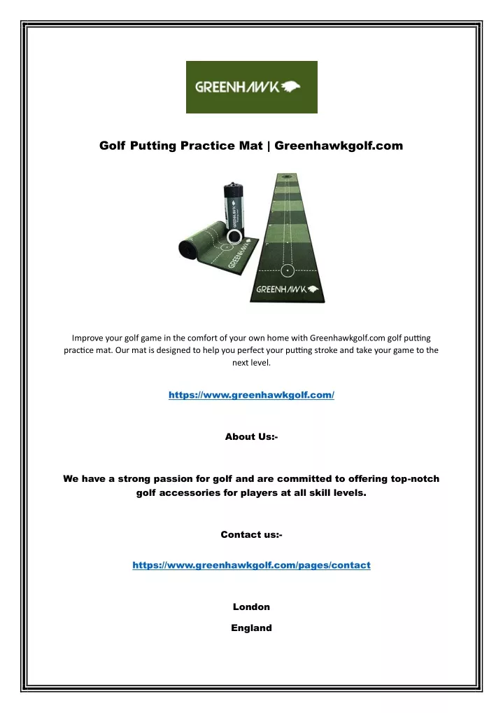 golf putting practice mat greenhawkgolf com