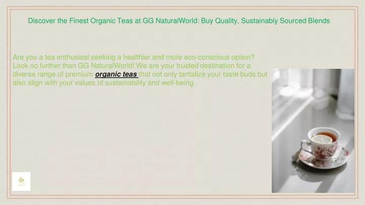 discover the finest organic teas