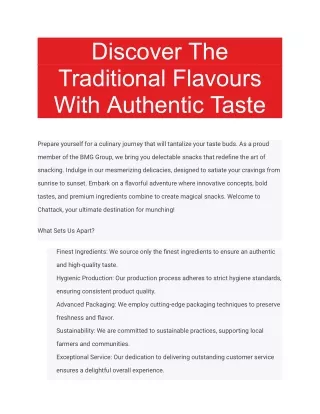 Discover The Traditional Flavours With Authentic Taste