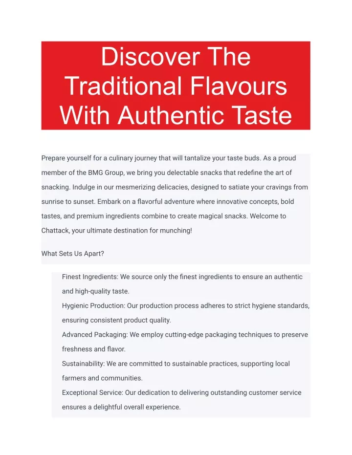 discover the traditional flavours with authentic