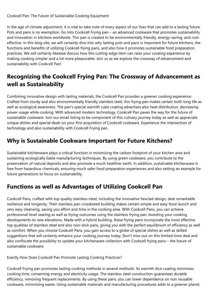 PPT 9 Signs You Re A Cookcell Pan Expert PowerPoint Presentation   Cookcell Pan The Future Of Sustainable Cooking N 