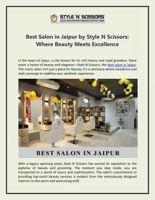 Best Salon in Jaipur by Style N Scissors Where Beauty Meets Excellence