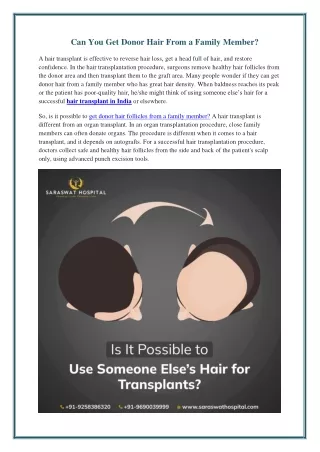Can you get donor hair from a family member?