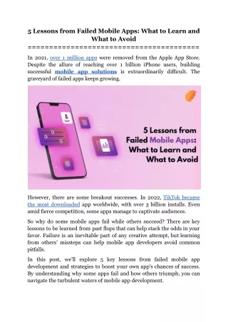 5 lessons from failed mobile apps what to learn