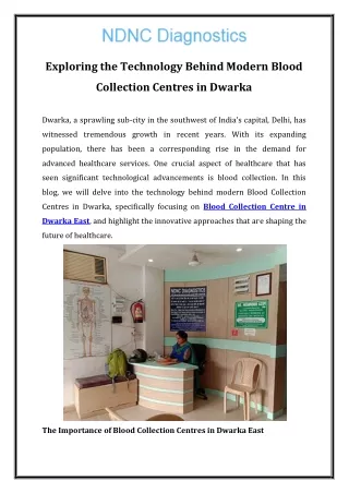 Exploring the Technology Behind Modern Blood Collection Centres in Dwarka