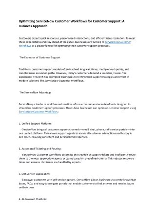 optimizing servicenow customer workflows