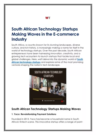 South African Technology Startups Making Waves in the E-commerce Industry