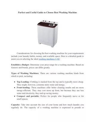 Parfect and Useful Guide to Choose Best Washing Machine