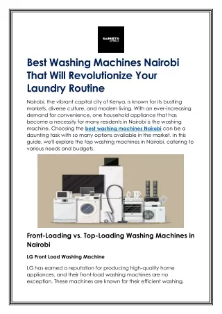 Best Washing Machines Nairobi That Will Revolutionize Your Laundry Routine