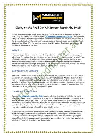 How can I get a car windscreen repair in Abu Dhabi?