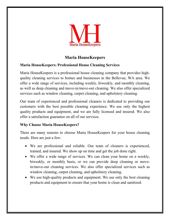 maria housekeepers