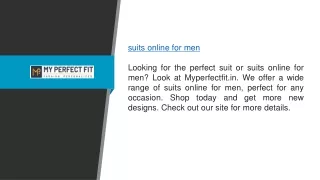 Suits Online for Men Myperfectfit.in