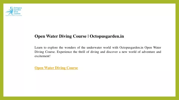 open water diving course octopusgarden in learn