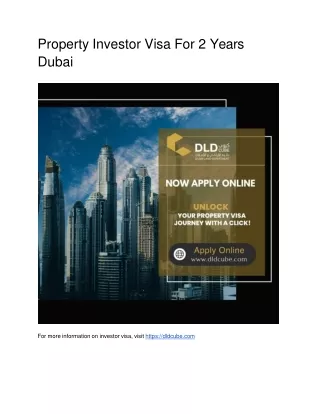 Property Investor Visa For 2 Years Dubai