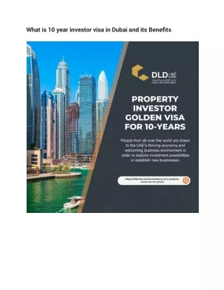 What is 10 year investor visa in Dubai and its Benefits