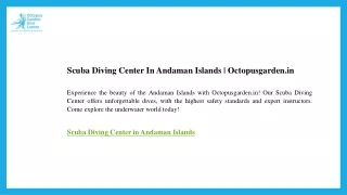 Scuba Diving Center In Andaman Islands  Octopusgarden.in