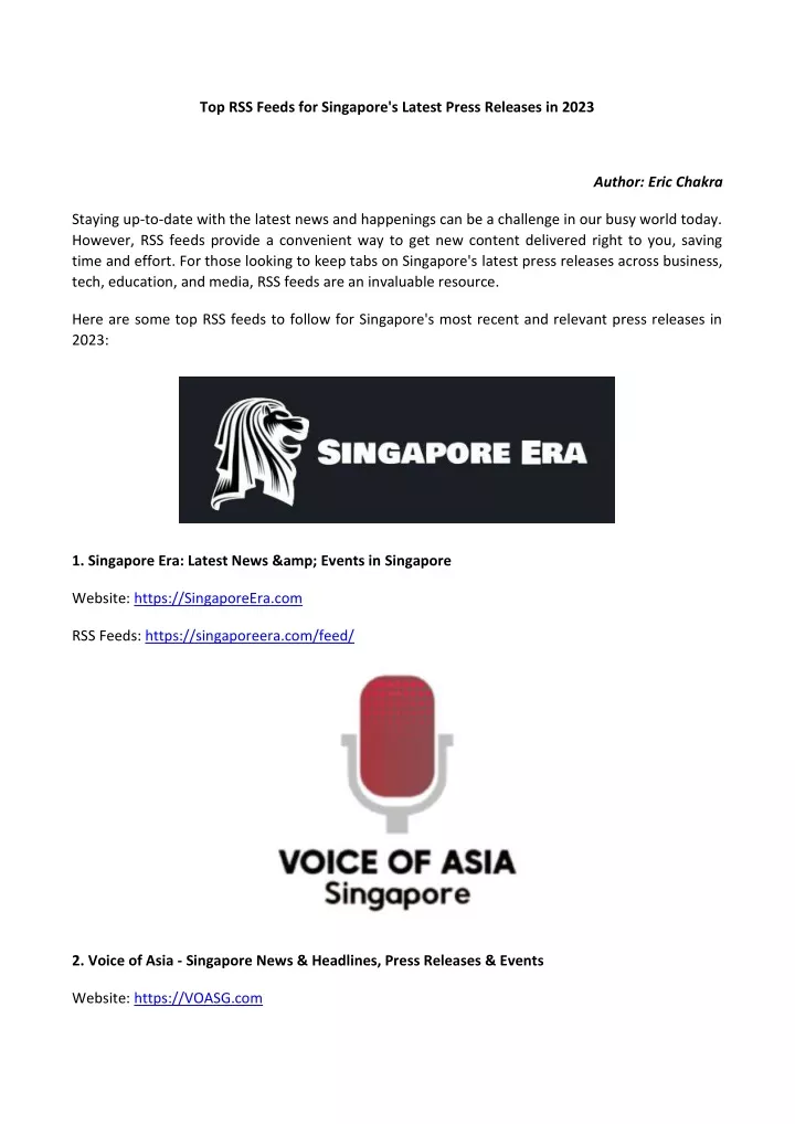 top rss feeds for singapore s latest press