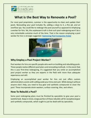 What is the Best Way to Renovate a Pool?