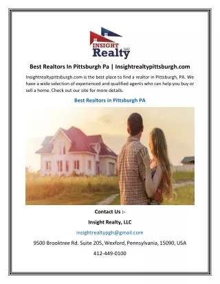 Best Realtors In Pittsburgh Pa    Insightrealtypittsburgh