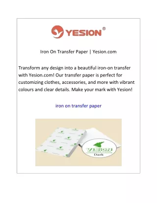 Iron On Transfer Paper  Yesion