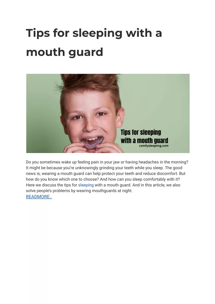 tips for sleeping with a mouth guard
