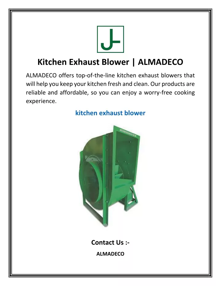 kitchen exhaust blower almadeco
