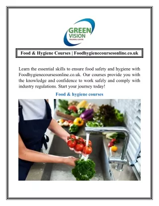Food & Hygiene Courses  Foodhygienecoursesonline.co.uk
