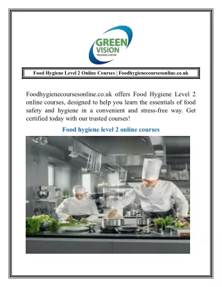 Food Hygiene Level 2 Online Courses  Foodhygienecoursesonline.co.uk
