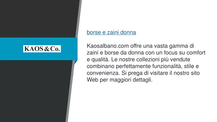 borse e zaini donna kaosalbano com offre