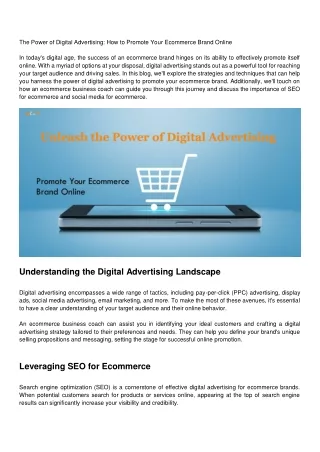 The Power of Digital Advertising_ How to Promote Your Ecommerce Brand Online