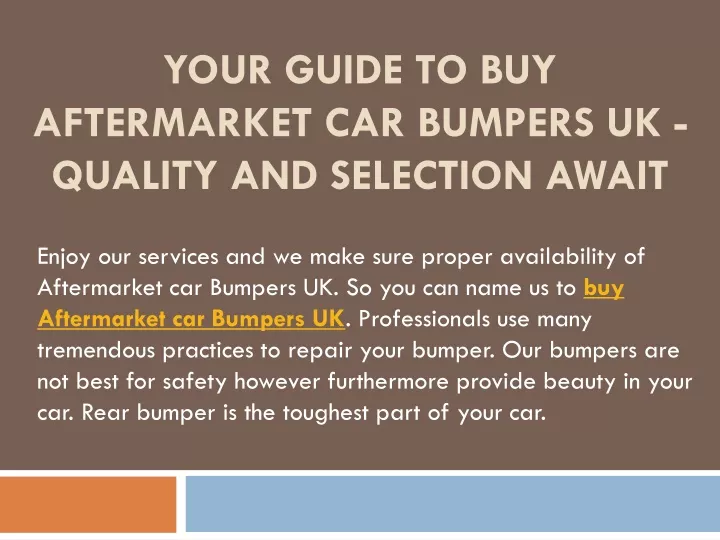 your guide to buy aftermarket car bumpers uk quality and selection await