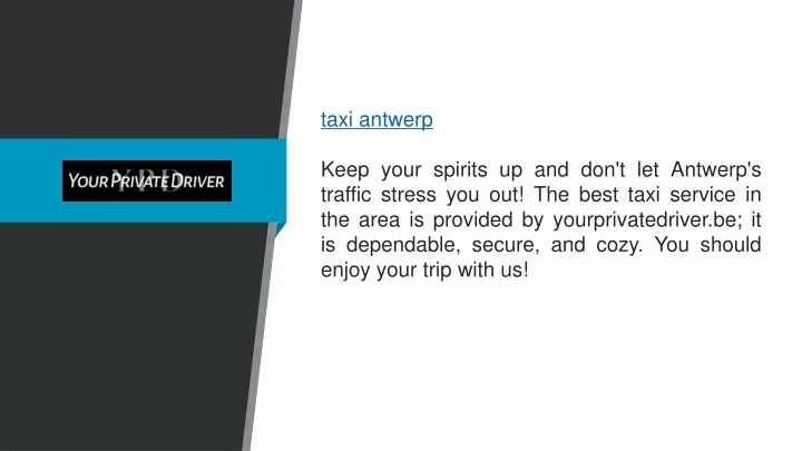 taxi antwerp keep your spirits