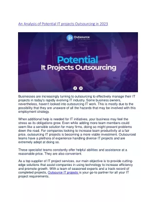 an analysis of potential it projects outsourcing
