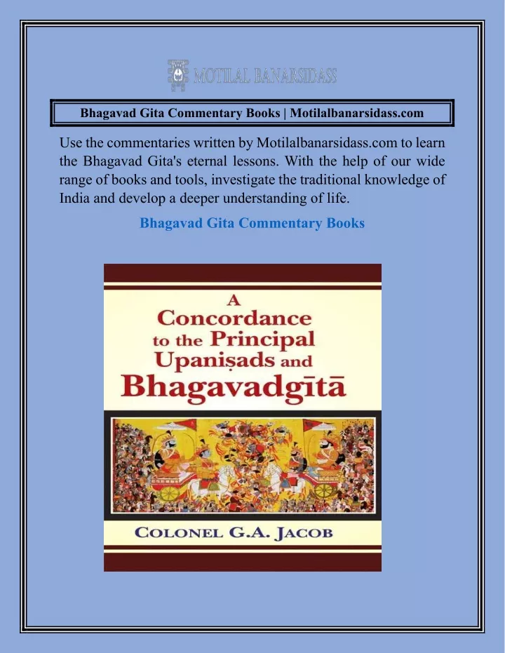 bhagavad gita commentary books motilalbanarsidass