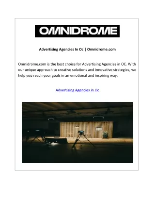 Advertising Agencies In Oc Omnidrome