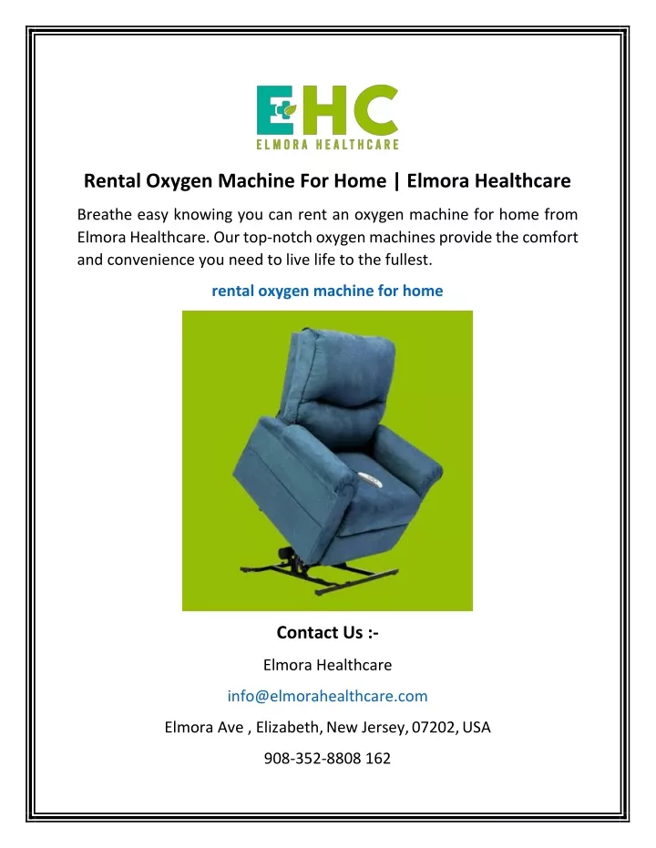 rental oxygen machine for home elmora healthcare
