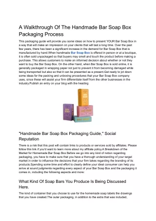 A Walkthrough Of The Handmade Bar Soap Box Packaging Process
