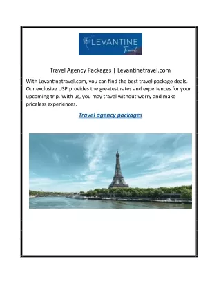 Travel Agency Packages  Levantinetravel.com