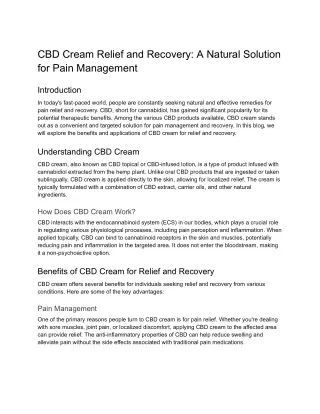 CBD Cream Relief and Recovery_ A Natural Solution for Pain Management