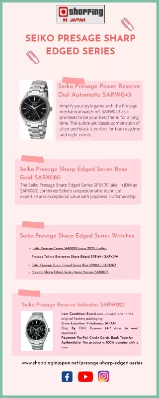Seiko Presage Sharp Edged Series