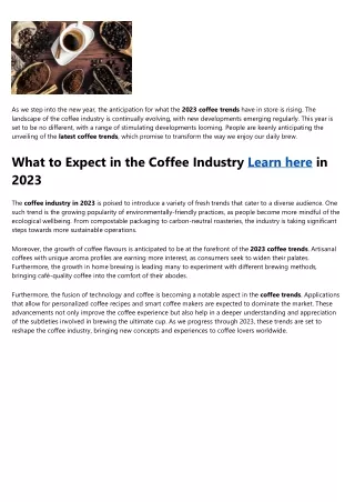 About coffee trends